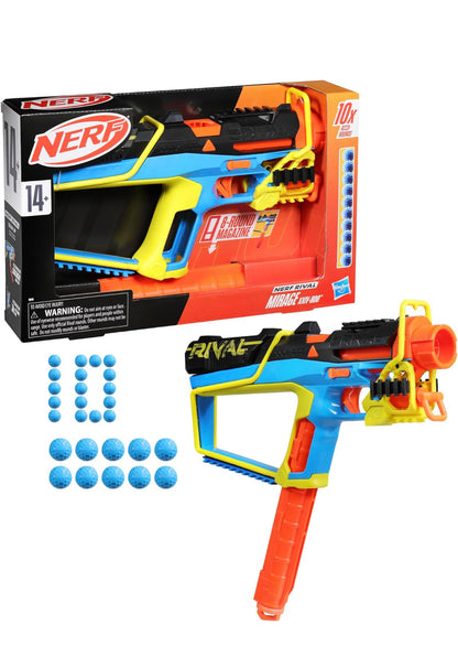 Nerf Rival Mirage XXIV-800 Blaster, 10 Nerf Rival Accu-Rounds, 2 Ways to Load, 8 Round Removable Magazine, Pump Action Priming, Gifts for Teens