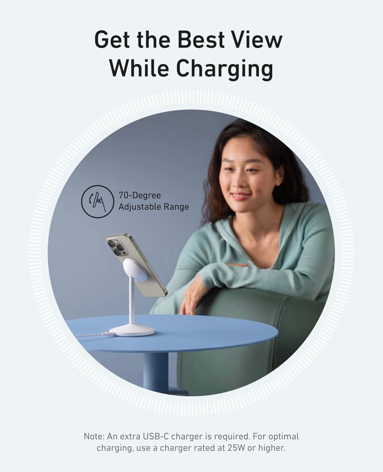 Anker MagGo iPhone 16 MagSafe-Compatible Wireless Charger Stand - WHITE (No AC Adapter)