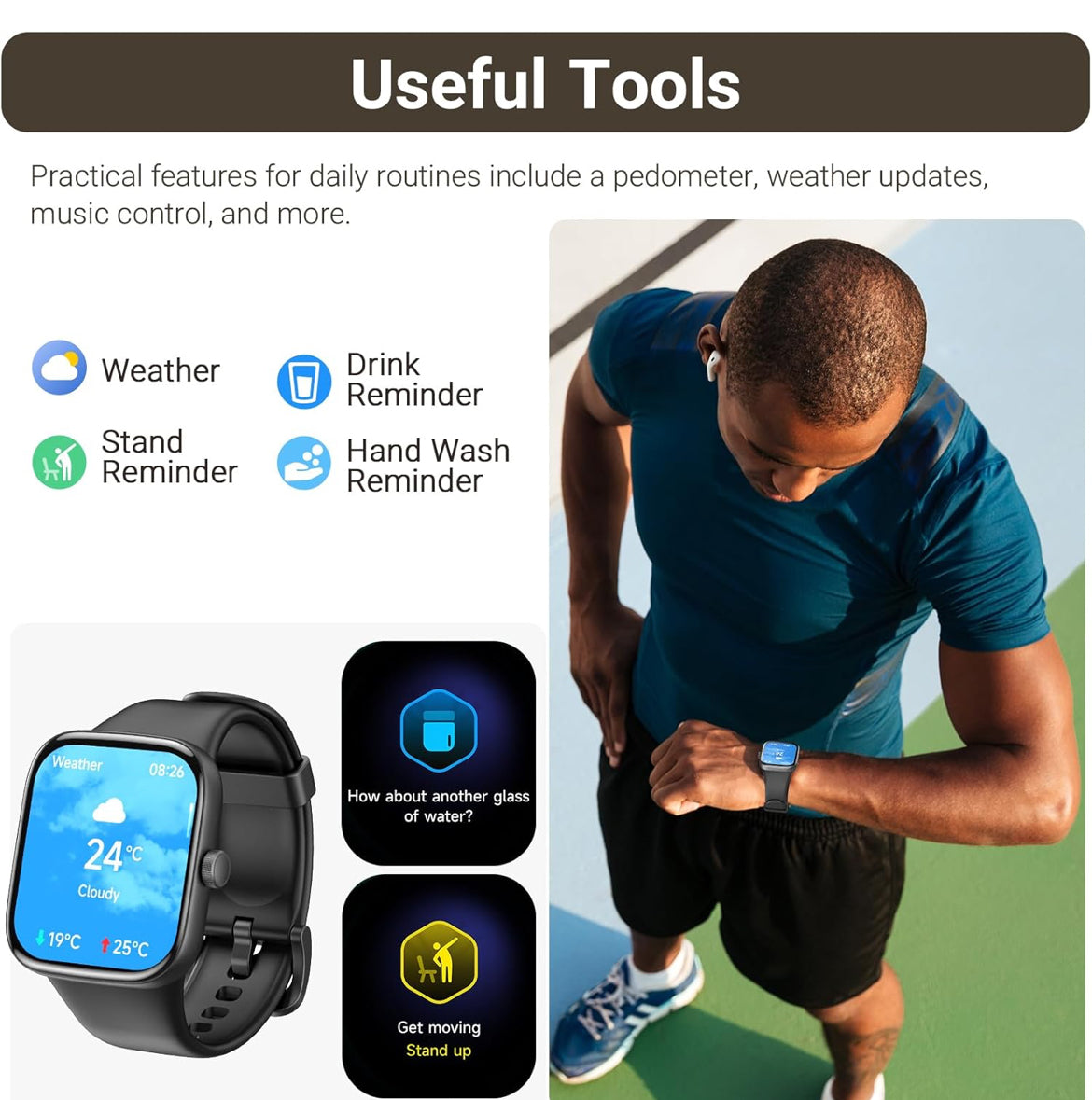 LED S7 Smart Watch Bluetooth Call 1.85" Ultra HD Screen, Dynamic Dials Messages Push 100+ Sports Modes