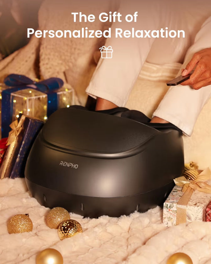 Foot Massager Machine w/ Heat Shiatsu Foot Massager for Plantar Fasciitis Cordless Control - Up to Size 13 (Black)