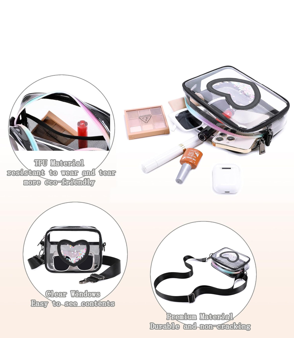 Clear Crossbody Bag for Women Girls Kids Purse Toddlers Shoulder Messenger Handbags Transparent Bags Wallet Pouch