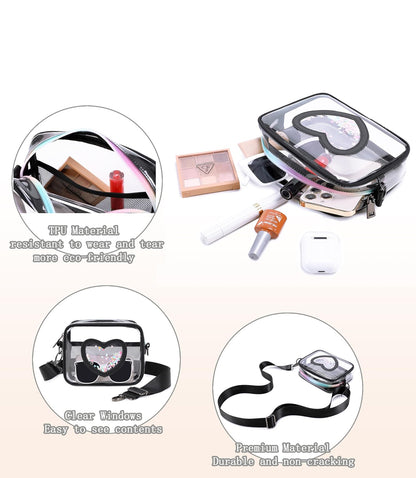 Clear Crossbody Bag for Women Girls Kids Purse Toddlers Shoulder Messenger Handbags Transparent Bags Wallet Pouch