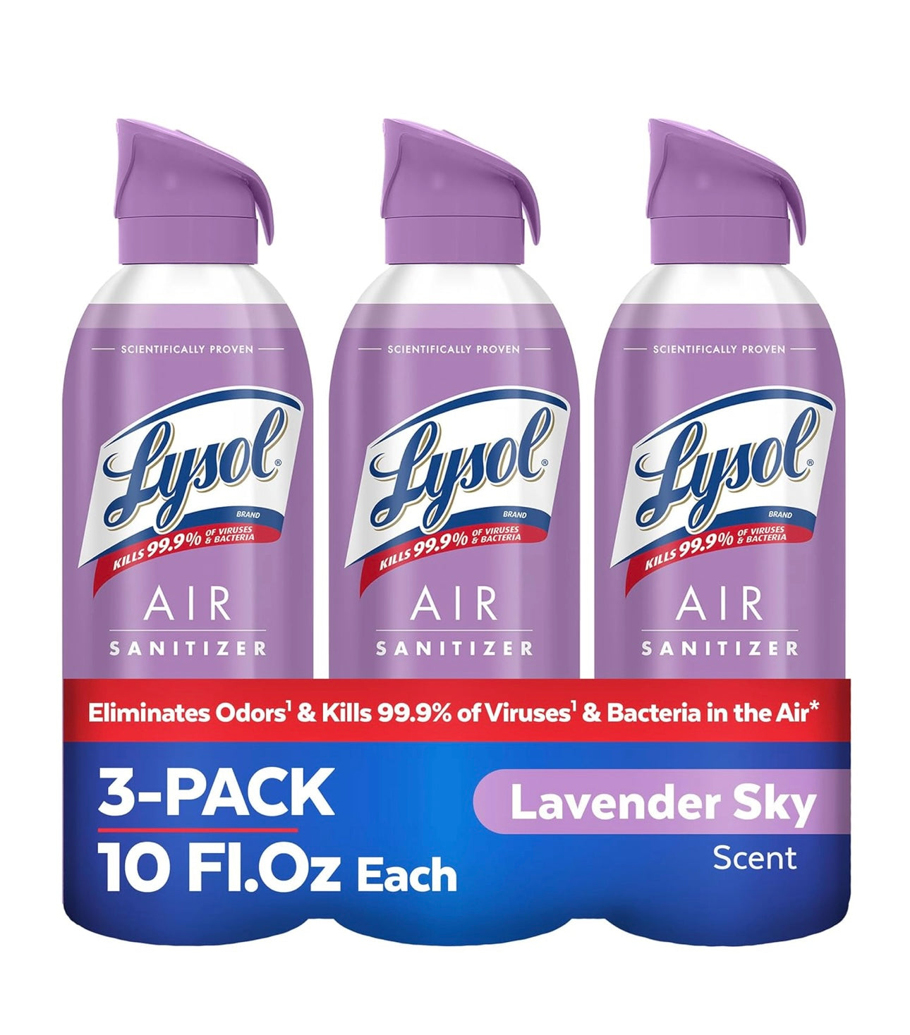 Lysol Luugsuiweraarbespuiting, Vir Luugsuiwering en Reukuitskakeling, Laventel Luggie Geur, 10 Vl. Oz (Pak van 3)