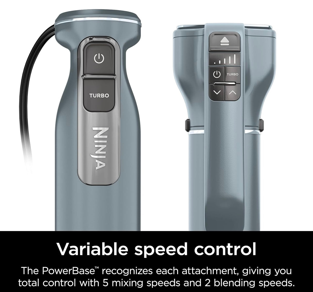 Ninja CI105BRN Foodi Power Mixer System, 750-Peak-Watt Immersion Blender and Hand Mixer - Sea Salt Gray