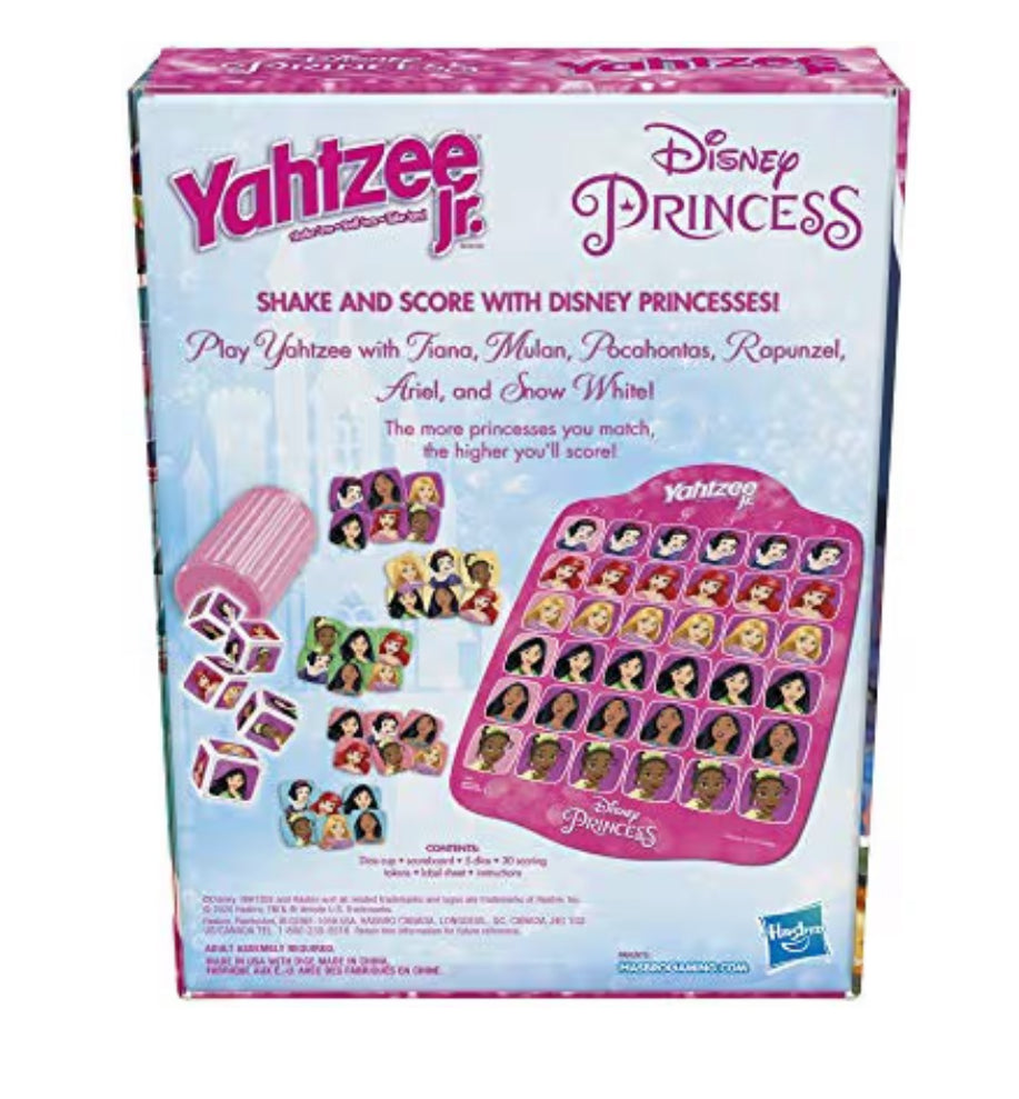 Hasbro Gaming Yahtzee Jr.: Disney Princess Edition Board Game for Kids - Counting and Matching Game for Preschoolers