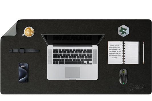 Black Shark Leather Desk Pad Protector, Office Desk Mat, Large Mouse Pad - Manta P10 Black