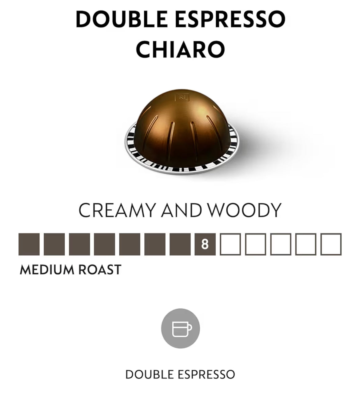 Nespresso Kapsules Vertuo, Dubbele Espresso Chiaro, Medium Roes Espresso Koffie, Brousels 80ml. - 30 Kapsules Koffie