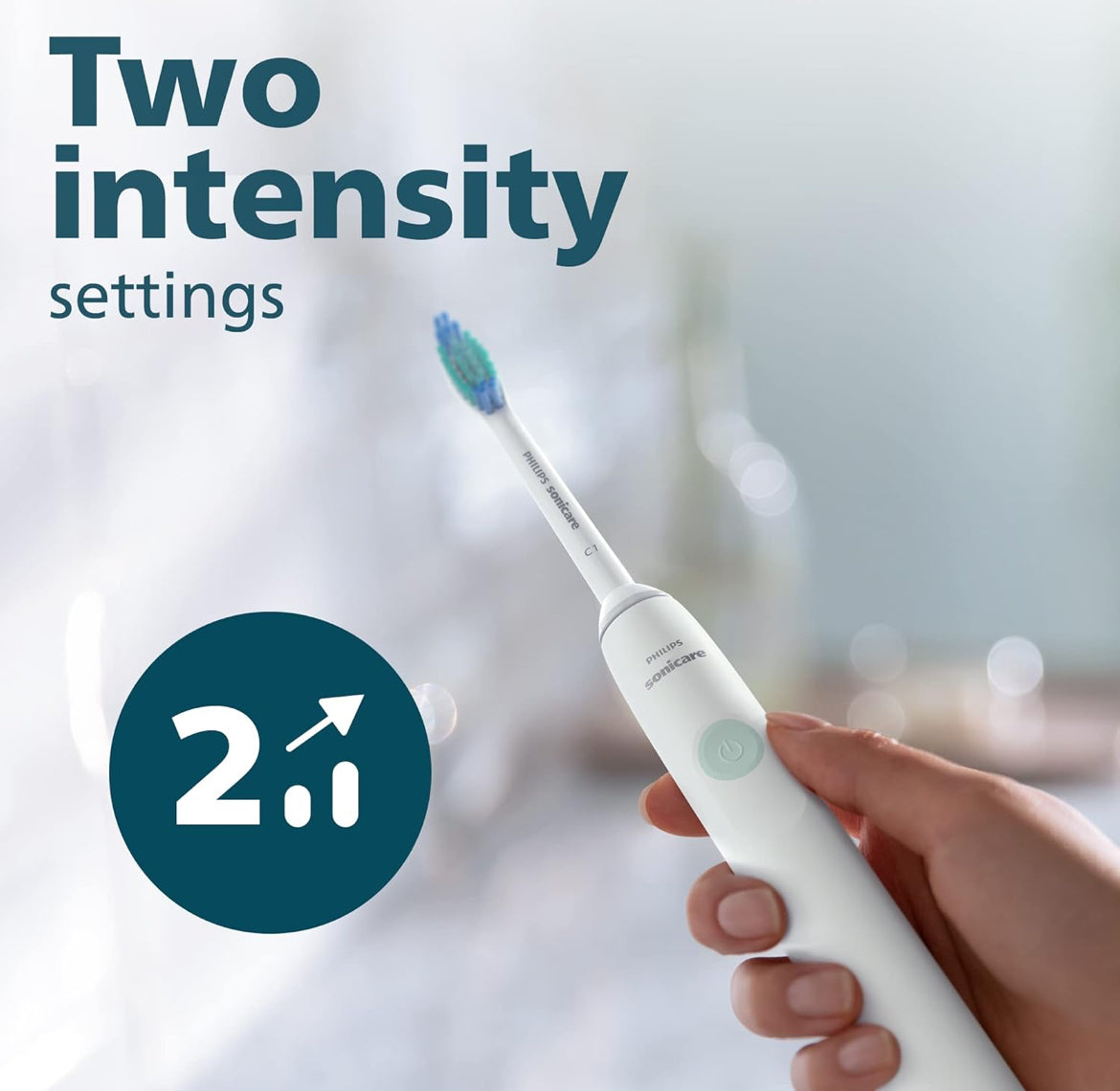 PHILIPS Sonicare 2100 Power-tandeborsel, herlaaibare elektriese tandeborsel - Wit Munt (HX3661/04)
