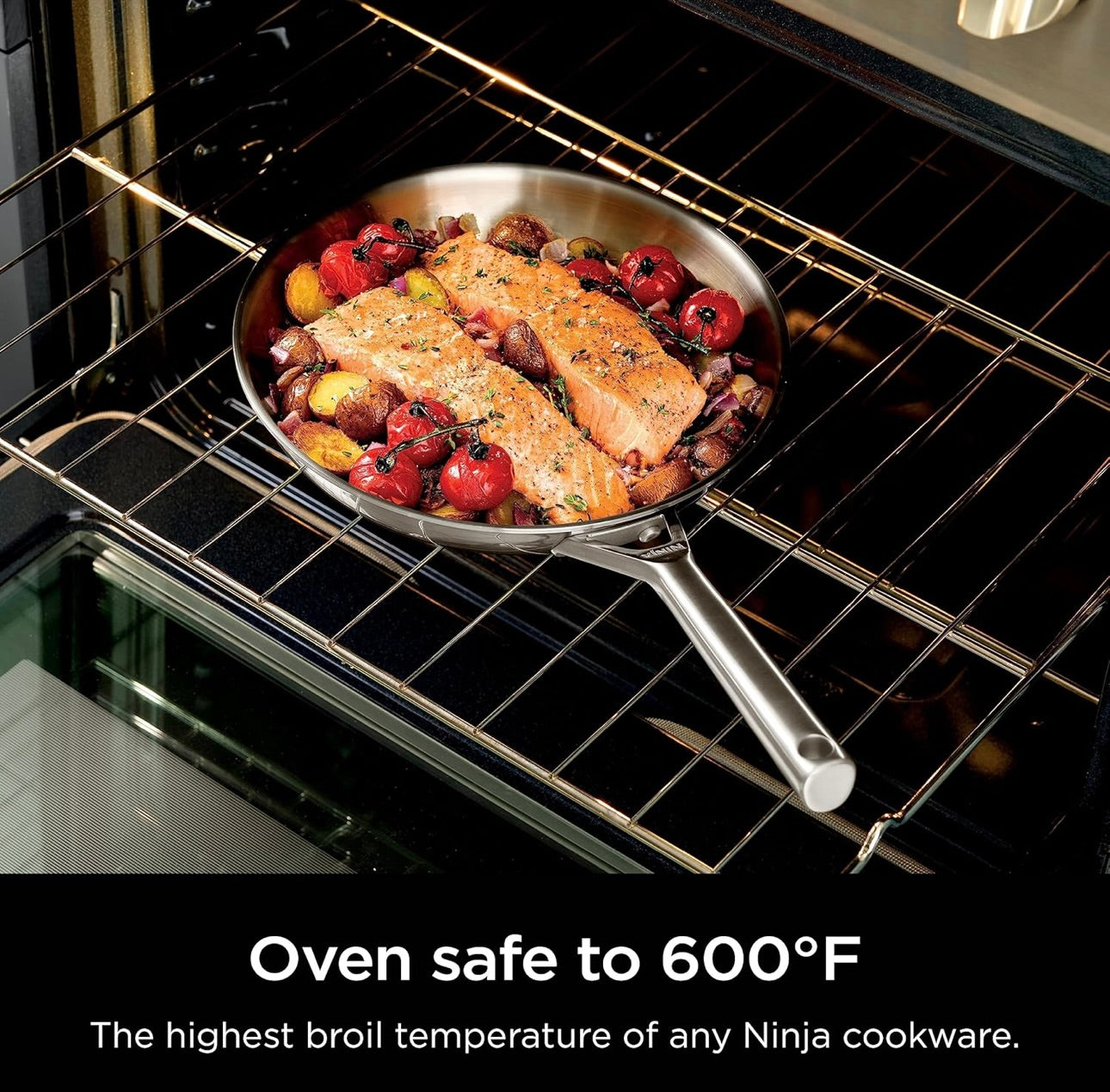 Ninja EverClad Vlekvrye Staal Kookgerei 7-stuk Pot- en Panset, Kookwarestel, Alle Stoofplate & Induksie, Oondveilig tot 315°C, Drie-laag Kommersiële Graad, C99007