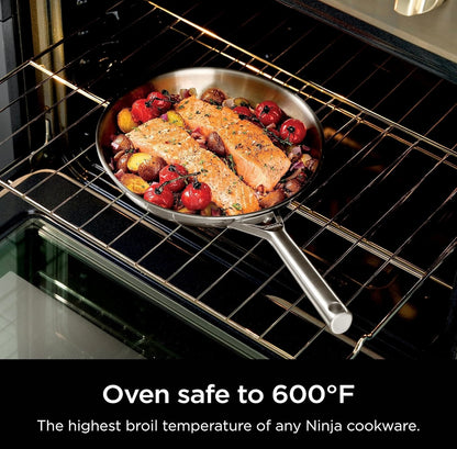 Ninja EverClad Vlekvrye Staal Kookgerei 7-stuk Pot- en Panset, Kookwarestel, Alle Stoofplate & Induksie, Oondveilig tot 315°C, Drie-laag Kommersiële Graad, C99007