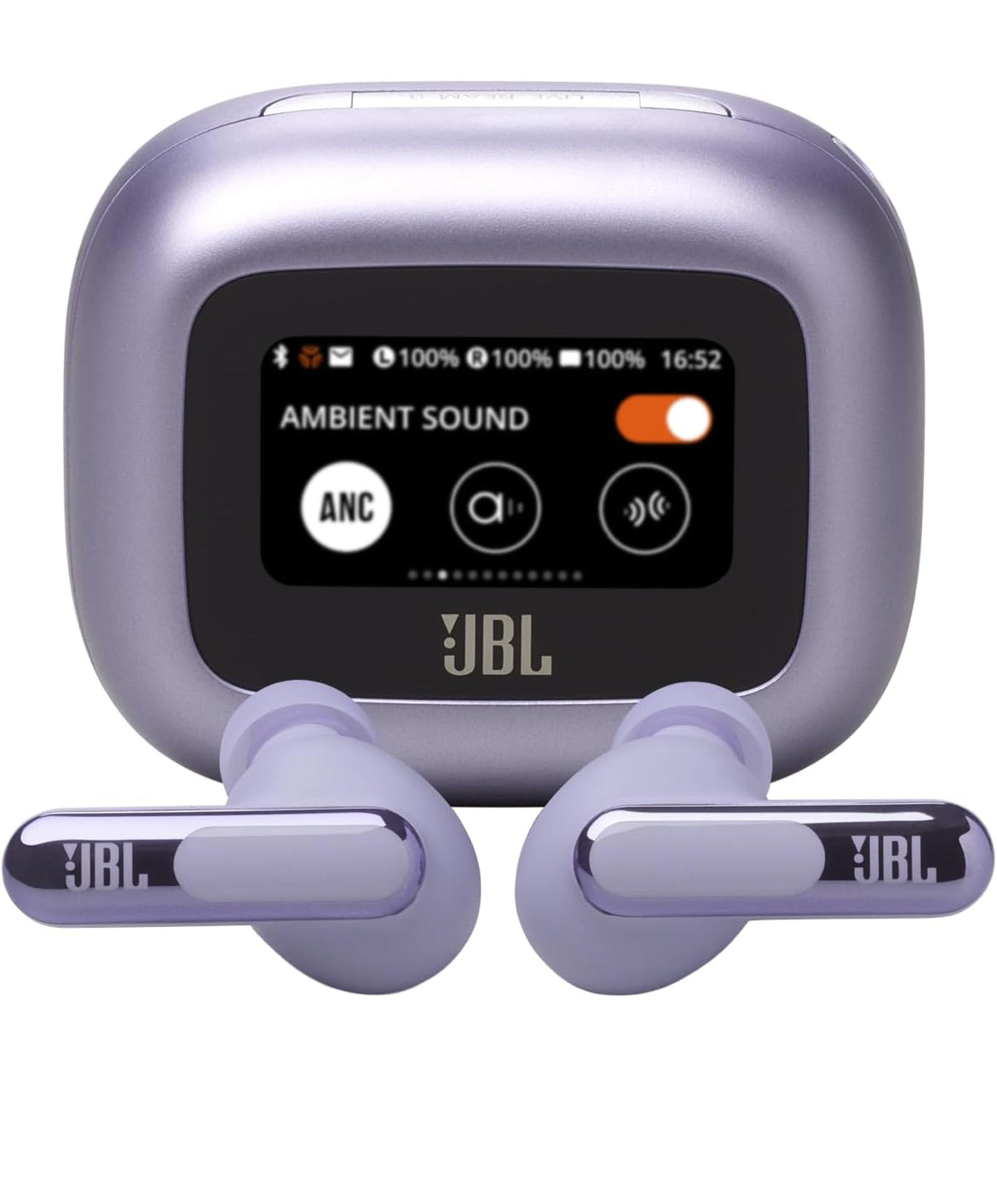 JBL Live Beam 3 - True wireless noise-cancelling closed-stick earbuds, 48Hrs total playback, Wireless Charging, 6 Mics for perfect calls, Multi-point connection, IP55 waterproof and dustproof (Purple)