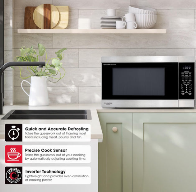 Sharp SMC2266KS 2.2 cu. ft. 1200W Stainless Steel Countertop Microwave Oven
Stainless Steel, Removable 16.5" Carousel Turntable