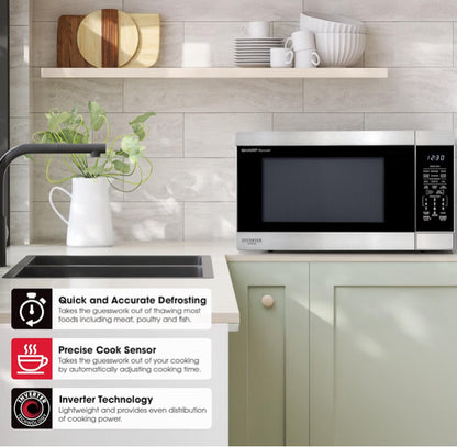 Sharp SMC2266KS 2.2 cu. ft. 1200W Stainless Steel Countertop Microwave Oven
Stainless Steel, Removable 16.5" Carousel Turntable