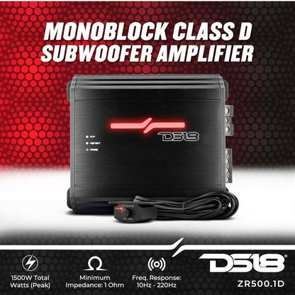 DS18 ZR500.1D Motorversterker Klas D Monoblok Versterker met Afstandbeheer Sub - Nuut