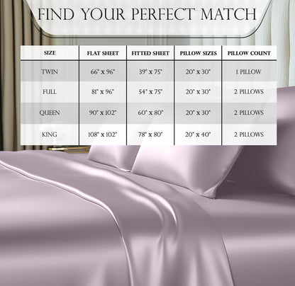 DECOLURE Satin Bed Sheets - 4 Piece Luxury Silky Queen Size Bedding Set - Softer Than Silk, Wrinkle-Free with 15” Deep Pocket Fitted Sheet, Perfect for Hair & Skin, Gifts for Women (Lavender)