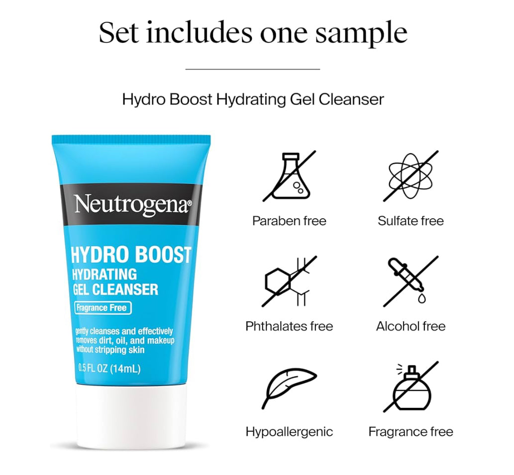 Neutrogena Hydro Boost Water Cream, 72 Uur Hidrasie m/ Hialuroonsuur 1.7 oz. & Proefgrootte Hydro Boost Hydrating Gel Reiniger (0.5 fl oz)