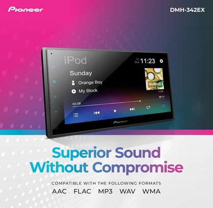 Pioneer 6.8" Capacitive Touchscreen Double Din Car StereoDigital Multimedia Receiver, Alexa, Bluetooth, Backup Camera, USB, FLAC, MIXTRAX, AM/FM Radio, Short Chassis, 13-Band EQ