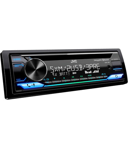 JVC KD-T925BTS Bluetooth-motorradioreceiver met USB-poort – LCD-skerm - AM/FM-radio - MP3-speler - Dubbel DIN – 13-band EQ (Swart)