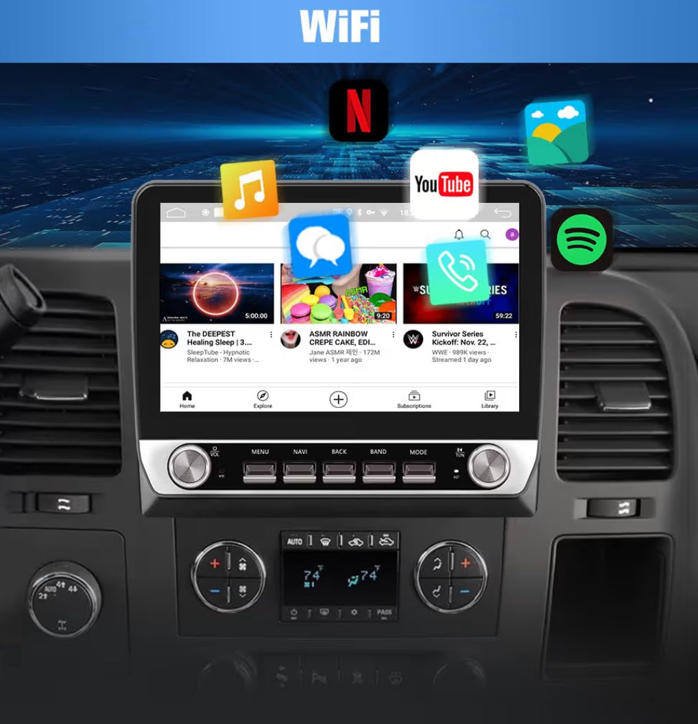 10" 4Core 64GB Car Stereo Android 13 with Wireless CarPlay Android Auto - for Chevy Silverado 2007-2013 Tahoe Equinox GMC Sierra Yukon with Wireless CarPlay Android Auto