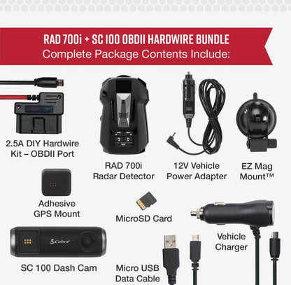 Cobra RAD 700i Laser Radarverklikker & SC100 Slim Dash Cam Agteropsporing, DSP, Volle HD 1080P Resolusie, Ingeboude WiFi & GPS