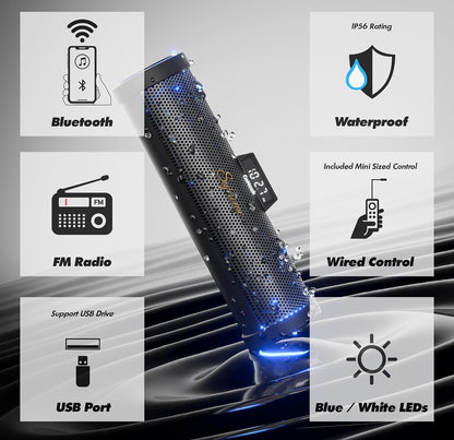 Motorcycle Speakers Bluetooth 6-Speaker Radio Audio System
Waterproof Aluminum Sound Bar, Built-in Amplifier, LED light, Remote Control, FM Radio/USB/AUX, Perfect for Harley ATV