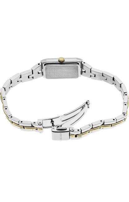 SEIKO Juweel-geïnspireerde Vlekvrye Staal Horlosies met Opvoubare Armband en Krapbestande Hardlex Kristal, 30m Waterbestand - Swart