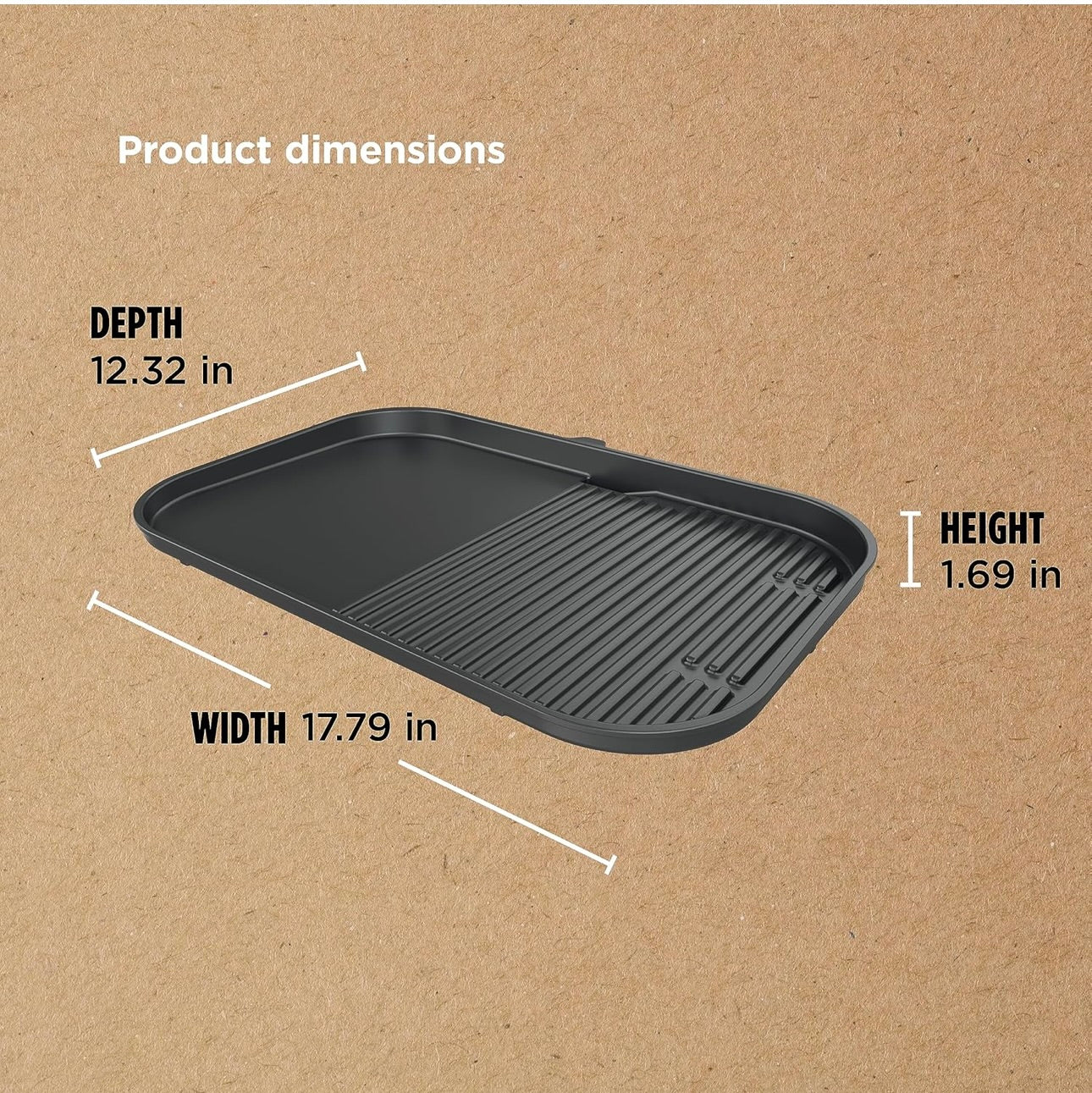 Ninja XL Woodfire Grill- en Roosterskyf, versoenbaar met OG800- en OG900-reekse, 2-in-1-rooster- en -roosterfunksionaliteit, keramiek, kleefwerende laag, swart