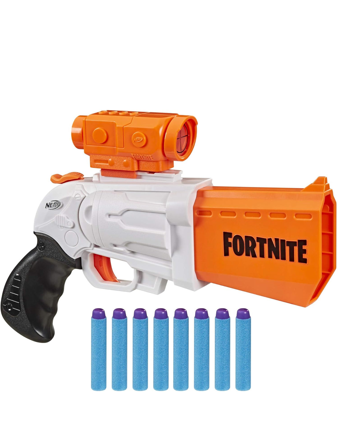 Nerf Fortnite SR Blaster - 4-Dart Hammer Action - Includes Removable Scope and 8 Official Nerf Elite Darts - for Youth, Teens, Adults