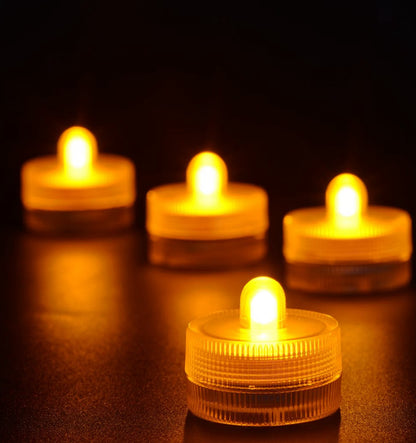 KITOSUN Submersible LED Lights cr2032 Battery Powered Underwater Waterproof LED Tea Light Candles for Events Wedding Centerpieces Vase Floral Xmas Holidays Home Decor Lighting(Pack of 12) (Yellow)
