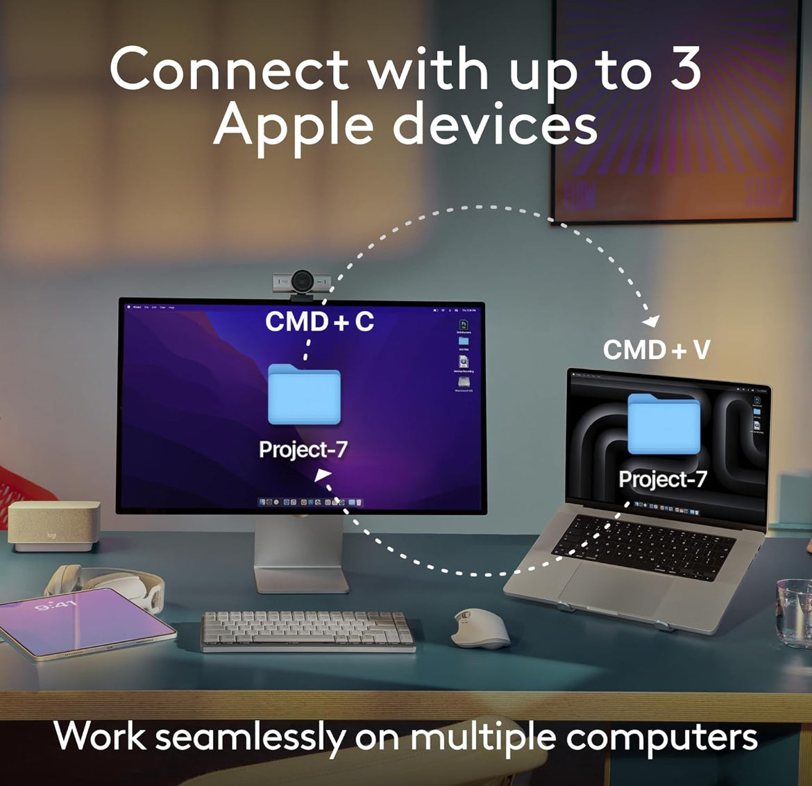 Logitech MX Anywhere 3S vir Mac, Kompakte Koordlose Bluetooth Muis, 8K DPI Enige-Oppervlak Opsporing, Stil Klikke, USB C, Koordlose Muis vir MacBook Pro, MacBook Air, iMac, iPad - Liggrys