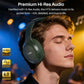HT3 Hybrid Noise Cancelling Headphones, 90H Battery Life Over Ear Bluetooth 6.0 Foldable Headset, AI Voice Assistant - Green