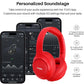 Hybrid Active Noise Cancelling Headphones, Wireless Over Ear Bluetooth, 40H Playtime, Hi-Res Audio Custom EQ, Comfort Fit Ear Cups (Red)