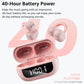 Open Ear Clip Earbuds, Lightweight Comfort 40H Play BT w/ Smart Digital Display - Pink