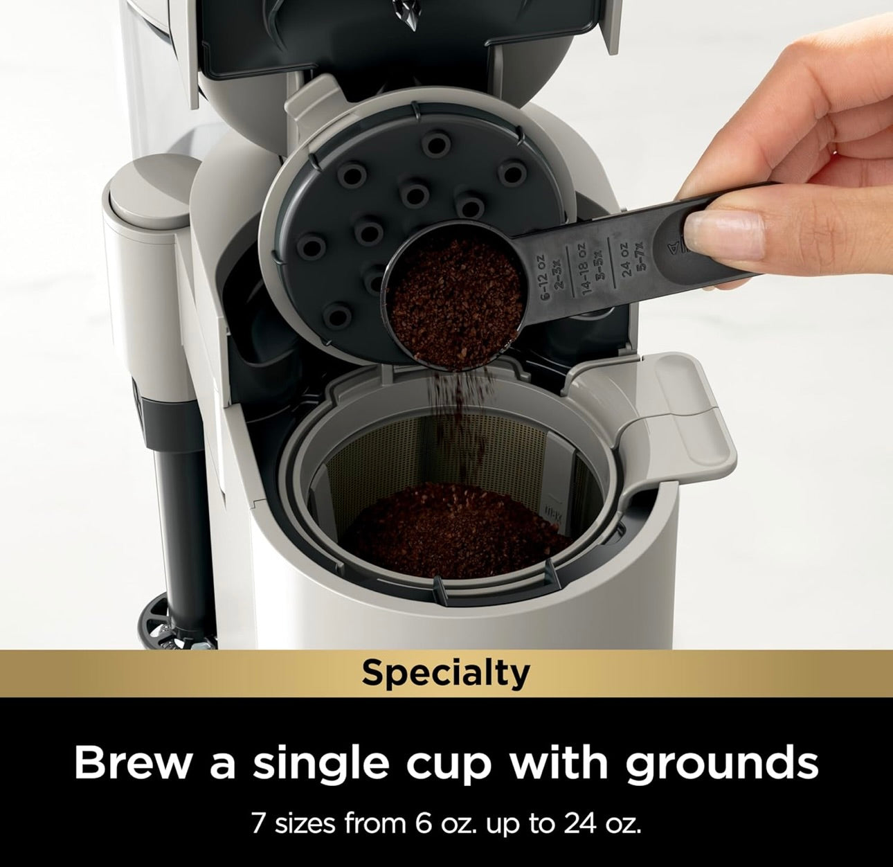 Ninja Pod & Grounds Specialty Single-Serve Coffee Maker, K-Cup Pod Compatible - Stone (PB051ST)