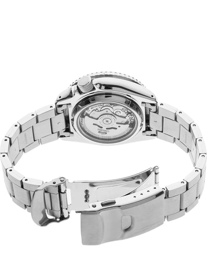 SEIKO Outomatiese Horlosie 5 Sports - Dag-/Datumkalender, LumiBrite Wysers en Merkers, en Roterende Ring, 100m Waterbestand - Silwer