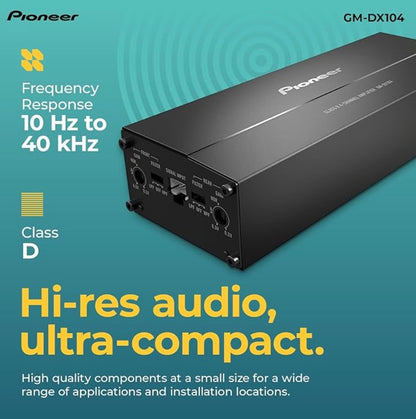 Pioneer GM-DX104 4-Kanaal Klas D Brugbare Motorversterker – 400W Maksimum Drywing, 45W RMS