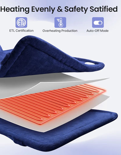 Back Heating Pad for Back Pain Relief - Neck and Shoulder Heat Pad, Auto Shut Off - (Dark Blue)