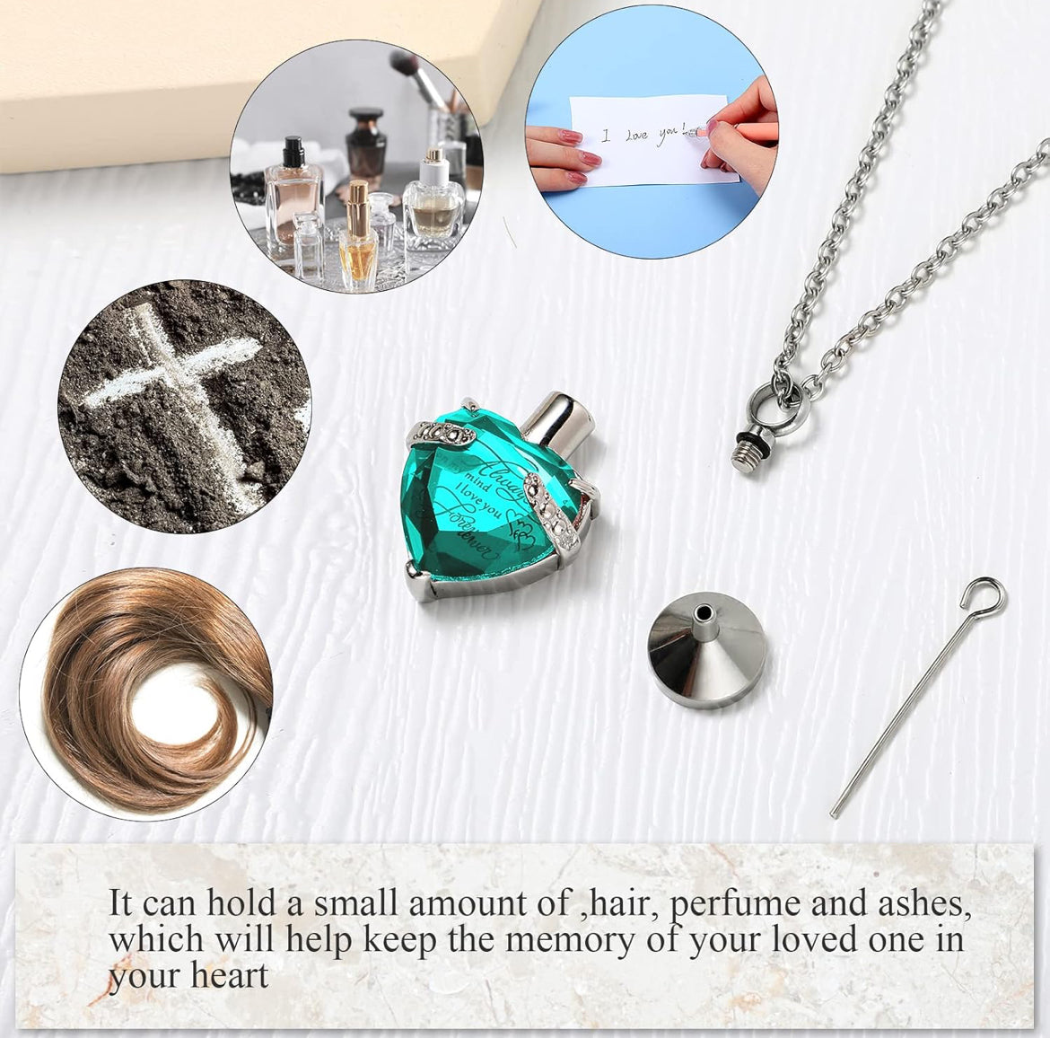 Elegante Kremasie-kis Ketting Vertikale Balk Sirkoon Hart Kristal Vlekvrye Staal Gedenkhangertjie