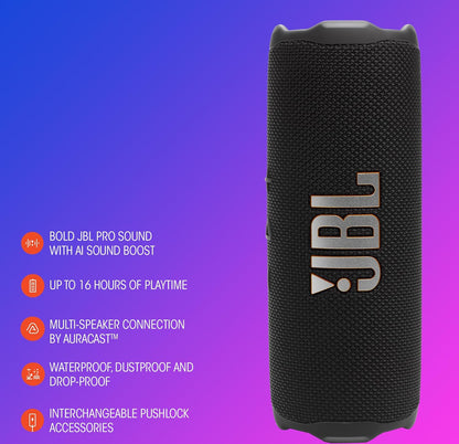 JBL Flip 7 - Draagbare Waterdigte en Valbestande Luidspreker, Sterk Pro-klank met KI-klankversterking - (Squad)