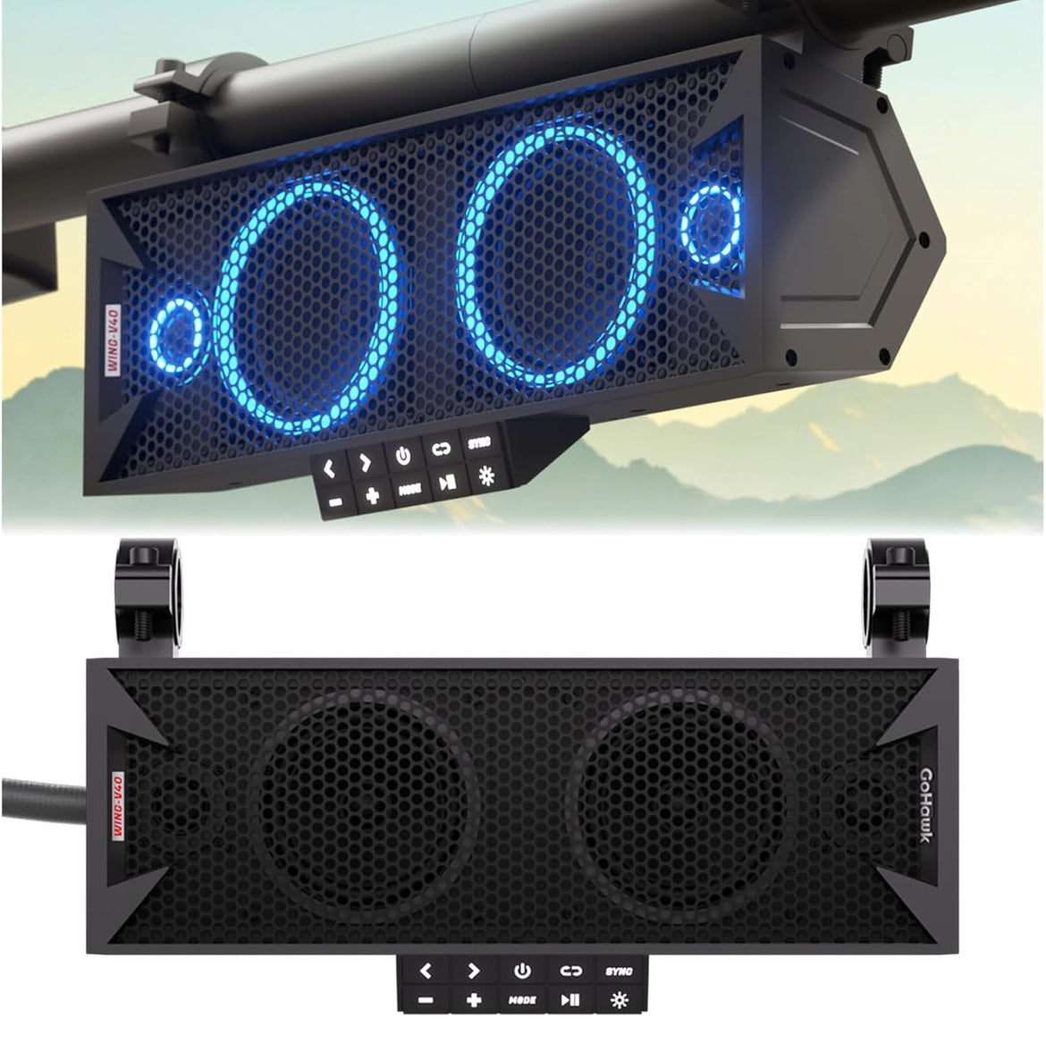 15" UTV Sound Bar w/ Bluetooth, IP66 Waterproof ATV Soundbar 300W Peak Power, Sync Mode, FM Radio/USB/AUX, Detachable Remote