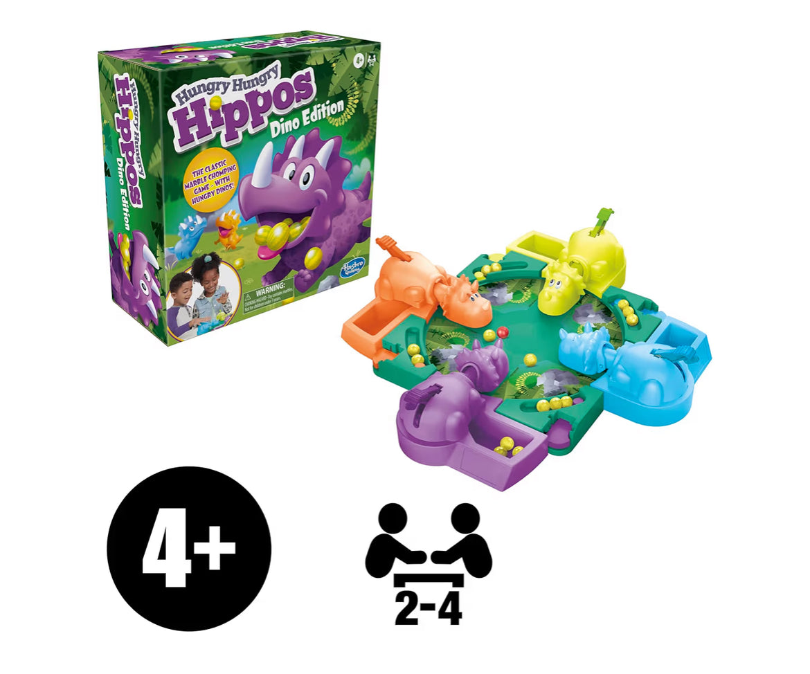 Hasbro Gaming Hungry Hungry Hippos Dino Edition Board Game - Pre-School Game for Ages 4 and Up