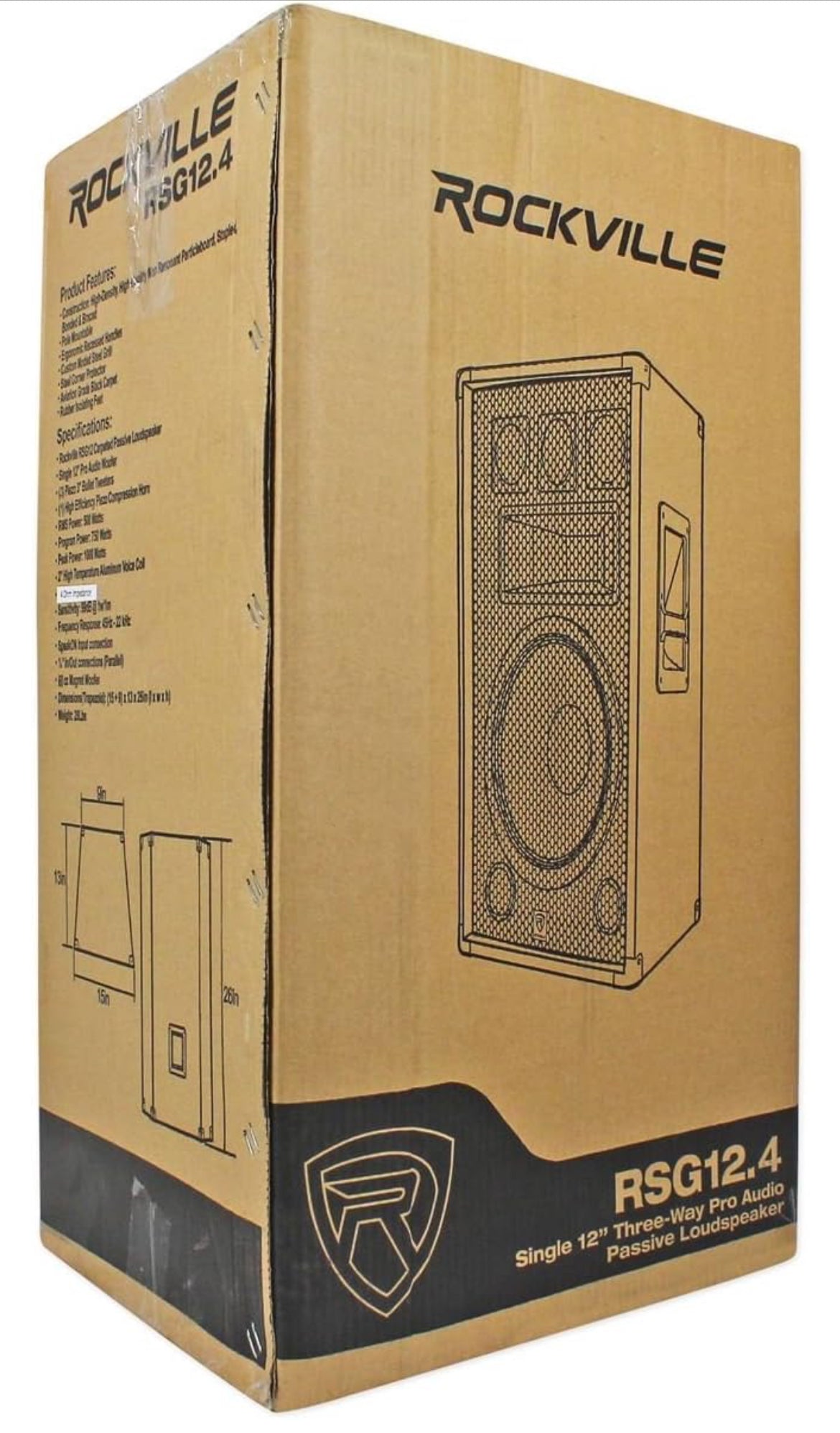 Rockville (2) RSG12.4 12 3-Way 1000 Watt 4-Ohm Passive DJ/Pro Audio PA Speakers