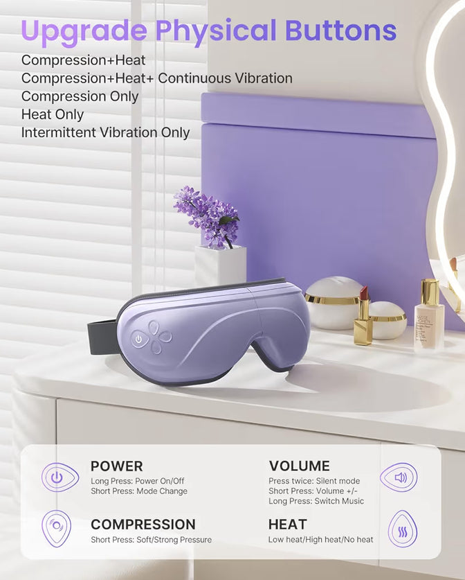 Eyeris 2 Eye Massager w/ Heat Face Massager, Heated Eye Mask for Improve Sleep - (Purple)