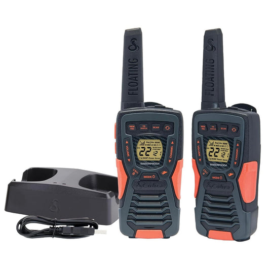Cobra ACXT1035R FLT Drywende Walkie Talkies - Waterdig, Herlaaibaar, Lang Reeksafstand tot 37 Myl Twee-rigting Radio met NOAA Weerwaarskuwing & VOX, (2 Pak)