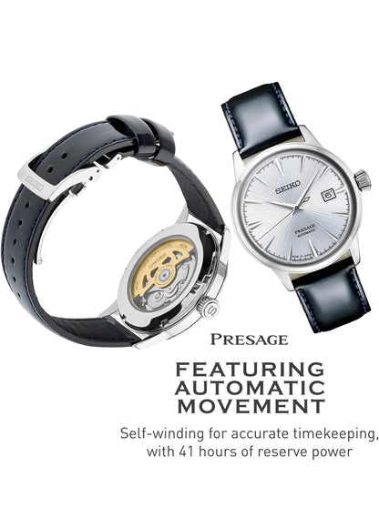 SEIKO Outomatiese Horlosie vir Mans - Presage Cocktail Time - Patroon met Goue Syfers en Datumkalender, 50m Waterbestand