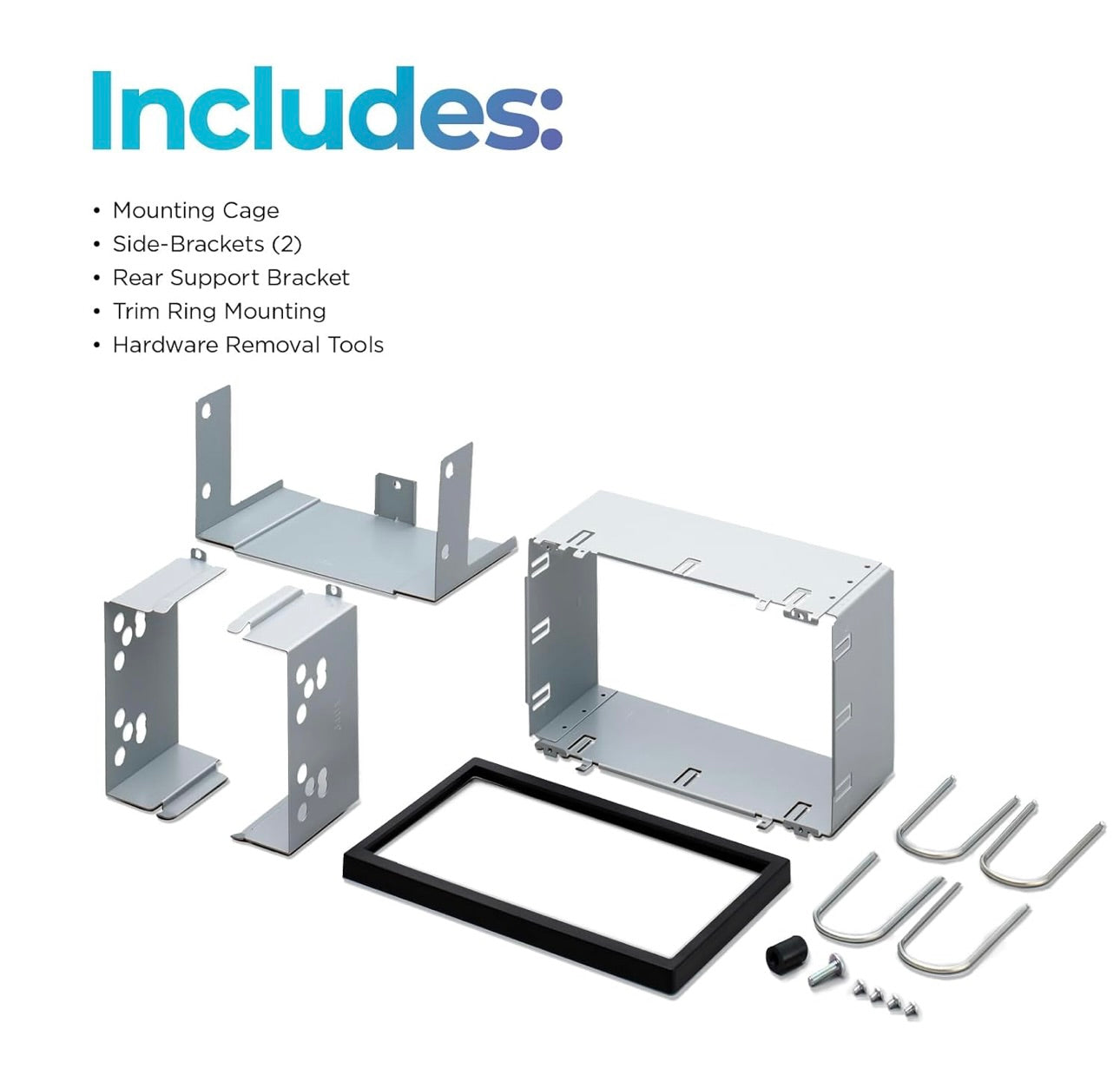 Dubbel DIN Installasie Kit vir Pioneer ADT-VA133 Sluit Inbouraam, 2 DIN Onderstelhakies en Sierring In, Gerieflike Installasie, Pas Meeste 2 DIN In-Dash Ontvangerprodukte