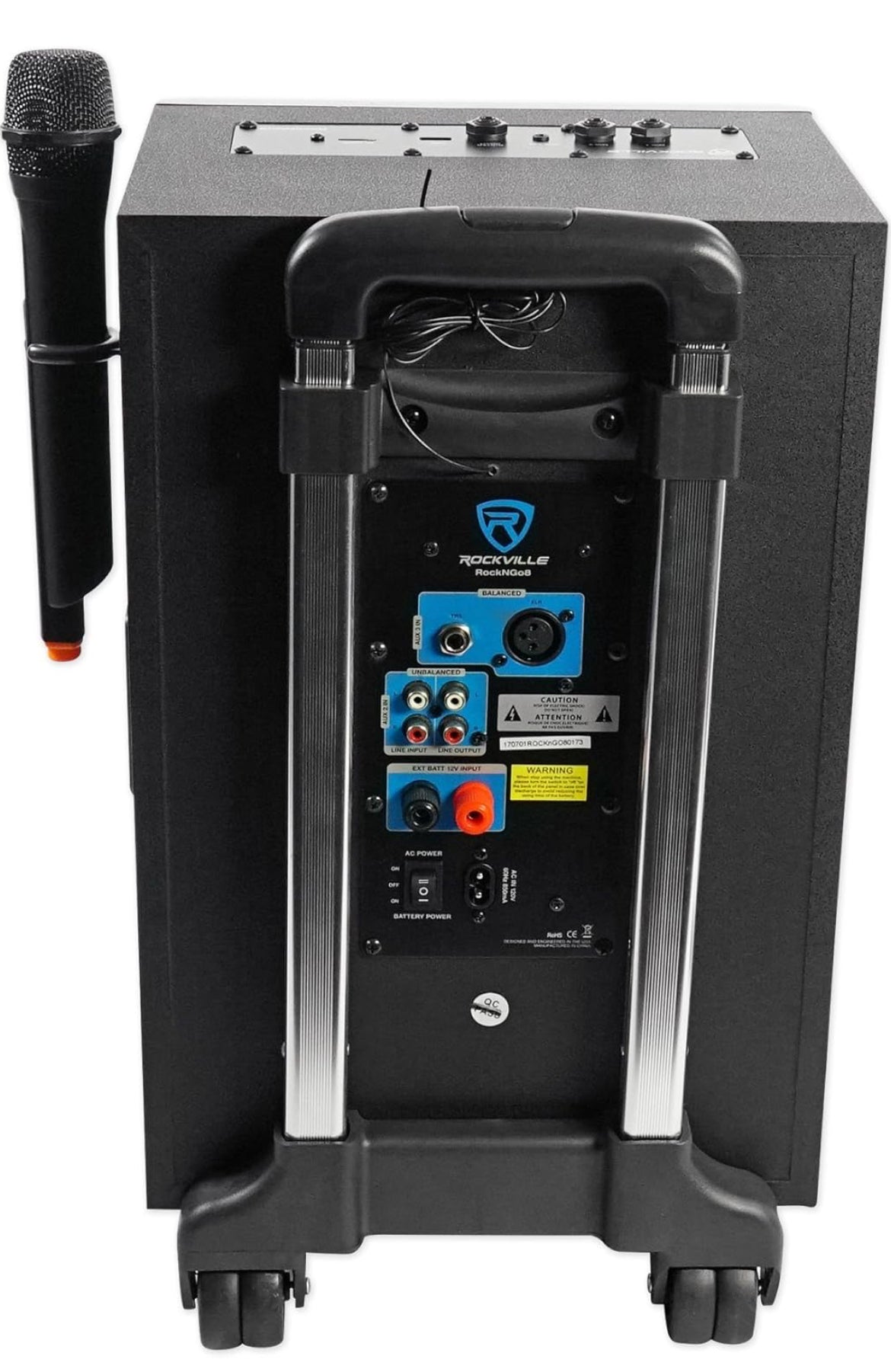 Rockville 8 INCHES Portable Rechargeable PA Speaker w Bluetooth + Wireless Mic - NEW