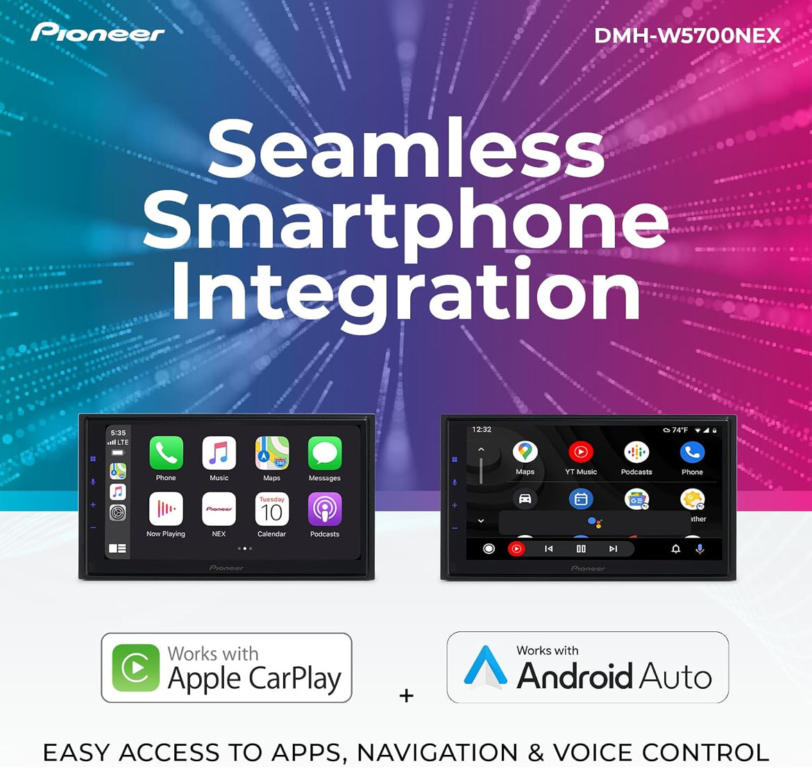 Pioneer 6.8" Touchscreen Modular Chassis Car StereoDigital Multimedia Receiver, Wireless Apple CarPlay & Android Auto, Amazon Alexa, Bluetooth, FLAC, Backup Cam, Hi-Volt RCA
