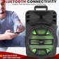 Portable Bluetooth Speaker System  12'' 800 Watts w/ Latest DJ LED Lights, USB/FM/BT/Aux/Remote Control/Mic Inputs & Built-in Rechargeable Battery