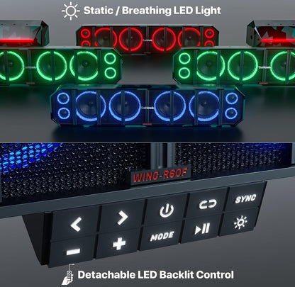 25" 8-Speaker UTV Sound Bar w/ Bluetooth, Waterproof ATV SoundBar 600W Peak Power, RGB, Detachable Remote & Audio Sync, FM Radio/USB/AUX - Green